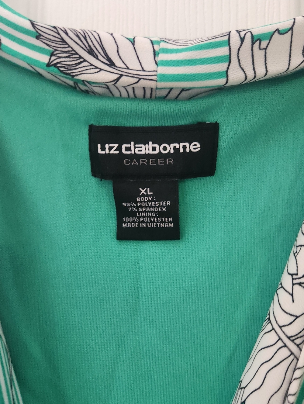 Liz Claiborne Green & White Floral Stripe Wrap Dress - Picture 4 of 4